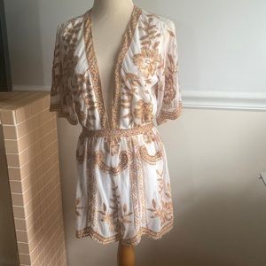 Embroidered size M deep V neck romper